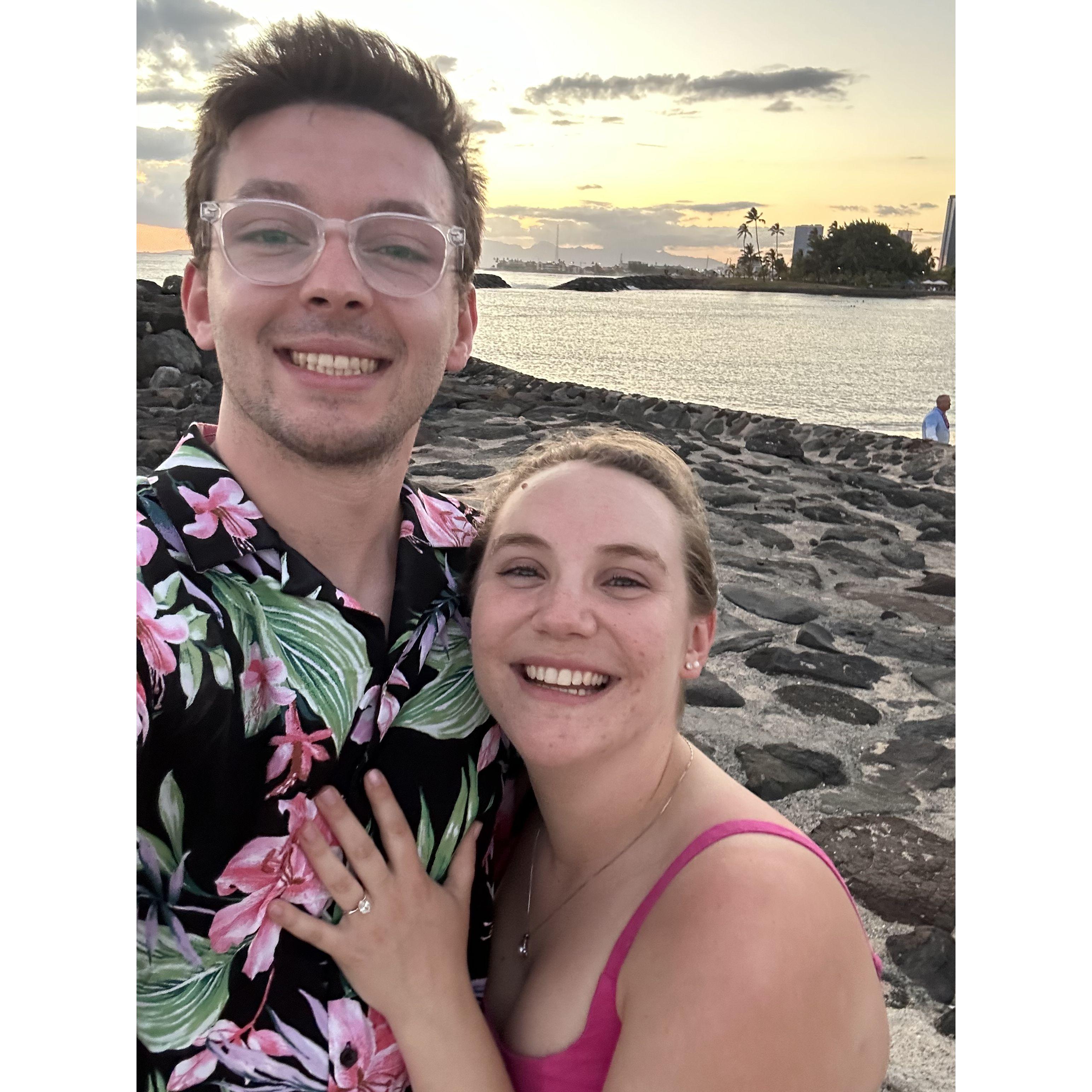 About 2 minutes after saying "yes!" Ala Moana Beach Park, Honolulu, HI