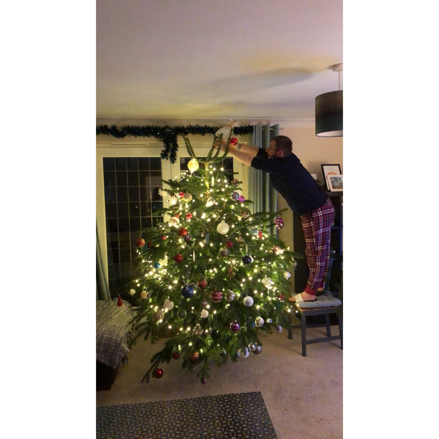 Our first Christmas tree, Upton Rocks. Cheshire