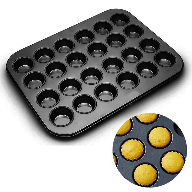 Peroptimist 24 Cups Muffin Pan, Bakeware Non-Stick Cupcake Baking Pan Heavy Duty Carbon Steel Pan Muffin Tins Standard Baking Mold for Cakes