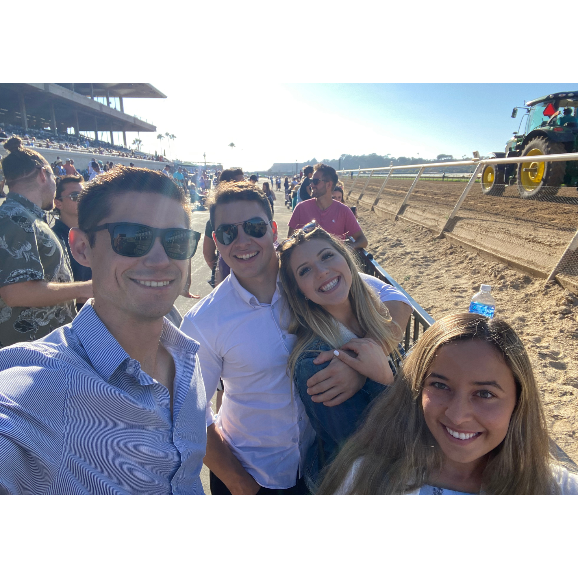 Betting on horses in Del Mar with wonderful friends, Darren and Melissa Duffy!
