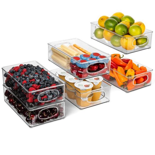 ClearSpace Plastic Pantry Organization and Storage Bins – Perfect Kitchen Organization or Kitchen Storage – Fridge Organizer, Refrigerator Organizer Bins, Cabinet Organizers (6 Pack)
