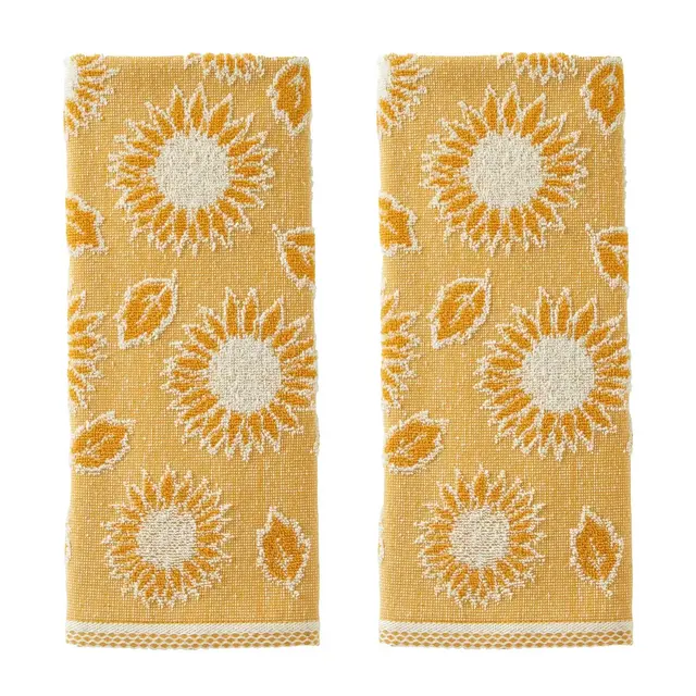 SKL Home 2pc Sunflower Hand Towel Set Yellow: Jacquard Terry Cotton, Machine Washable, 25"x16"