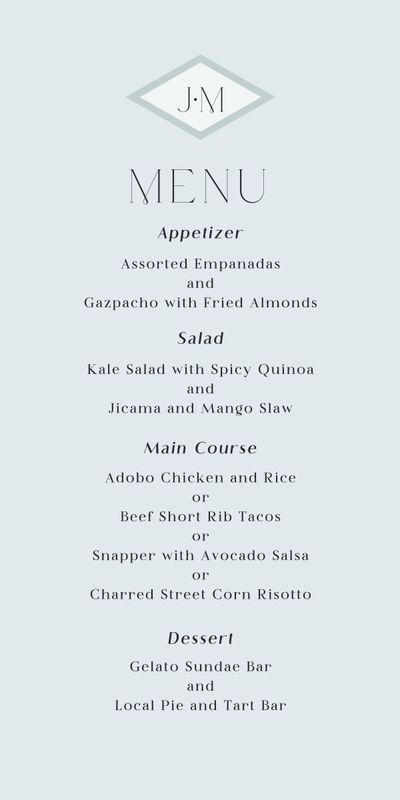 Blue Oval Wedding Menu - Diamant