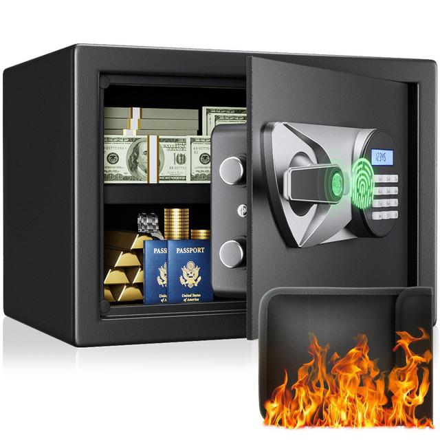 GOTGELIF 1.0 Cuft Fireproof Biometric Safe Box with Hidden Design & Digital Keypad for Home & Office