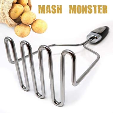 Potato Masher Stainless Steel - Premium Masher Hand Tool and Potato Smasher Metal Wire Utensil for Best Mash for Bean, Avocado, Egg, Mini Mashed Potatoe, Banana & Other Food by Zulay Kitchen