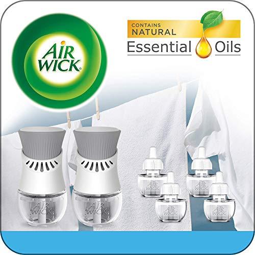 Air Wick Plug in Scented Oil Starter Kit, 2 Warmers + 6 Refills, Fresh Linen, Same Familiar Smell of Fresh Laundry, Eco Friendly, Essential Oils, Air Freshener