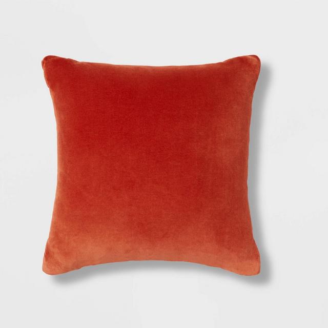 Cotton Velvet Square Throw Pillow Orange - Threshold™