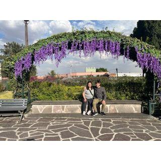 Found a flower arch in Mexico City outside the basilica for Mary of Guadalupe (Mexico City 2024)