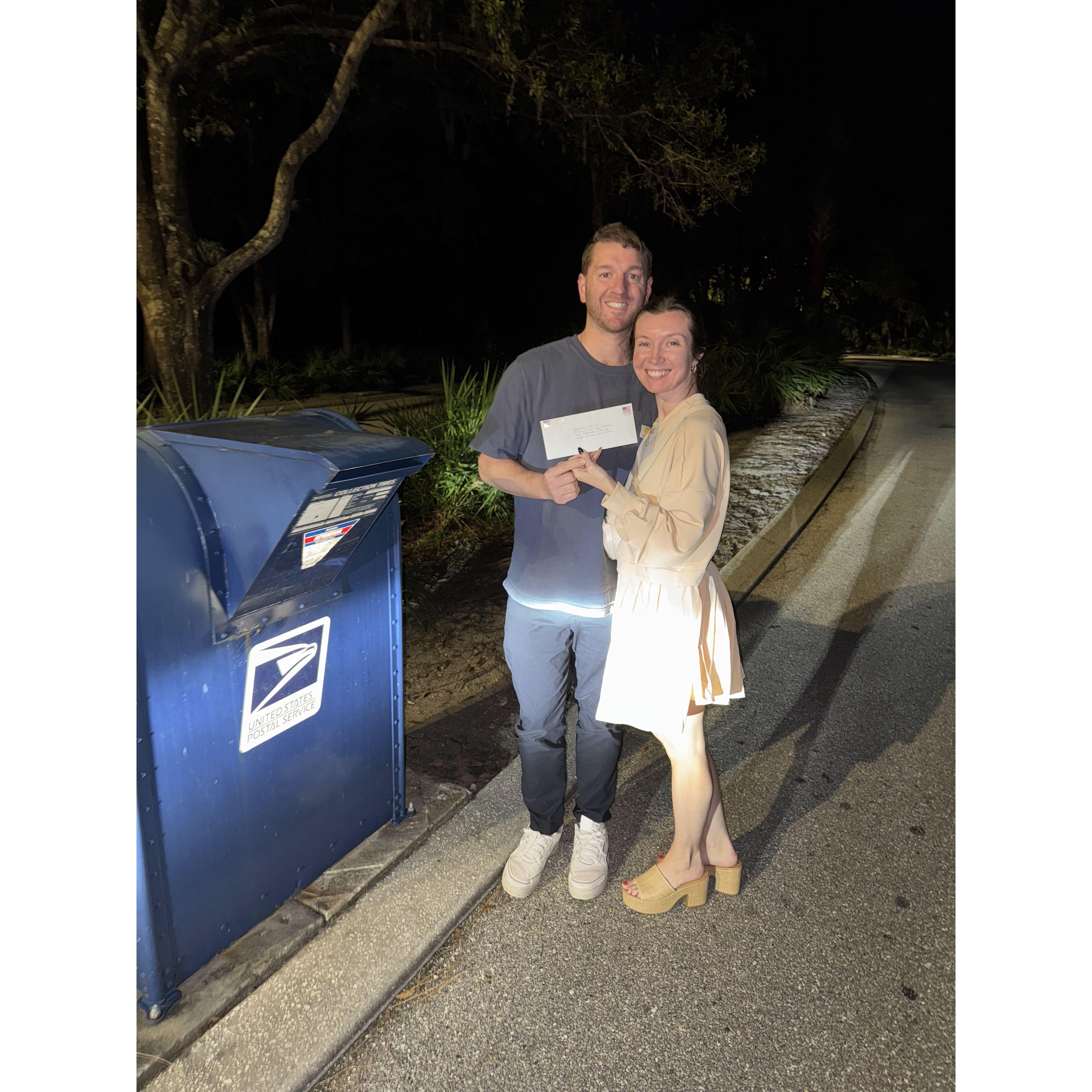 Sending in our venue deposit!