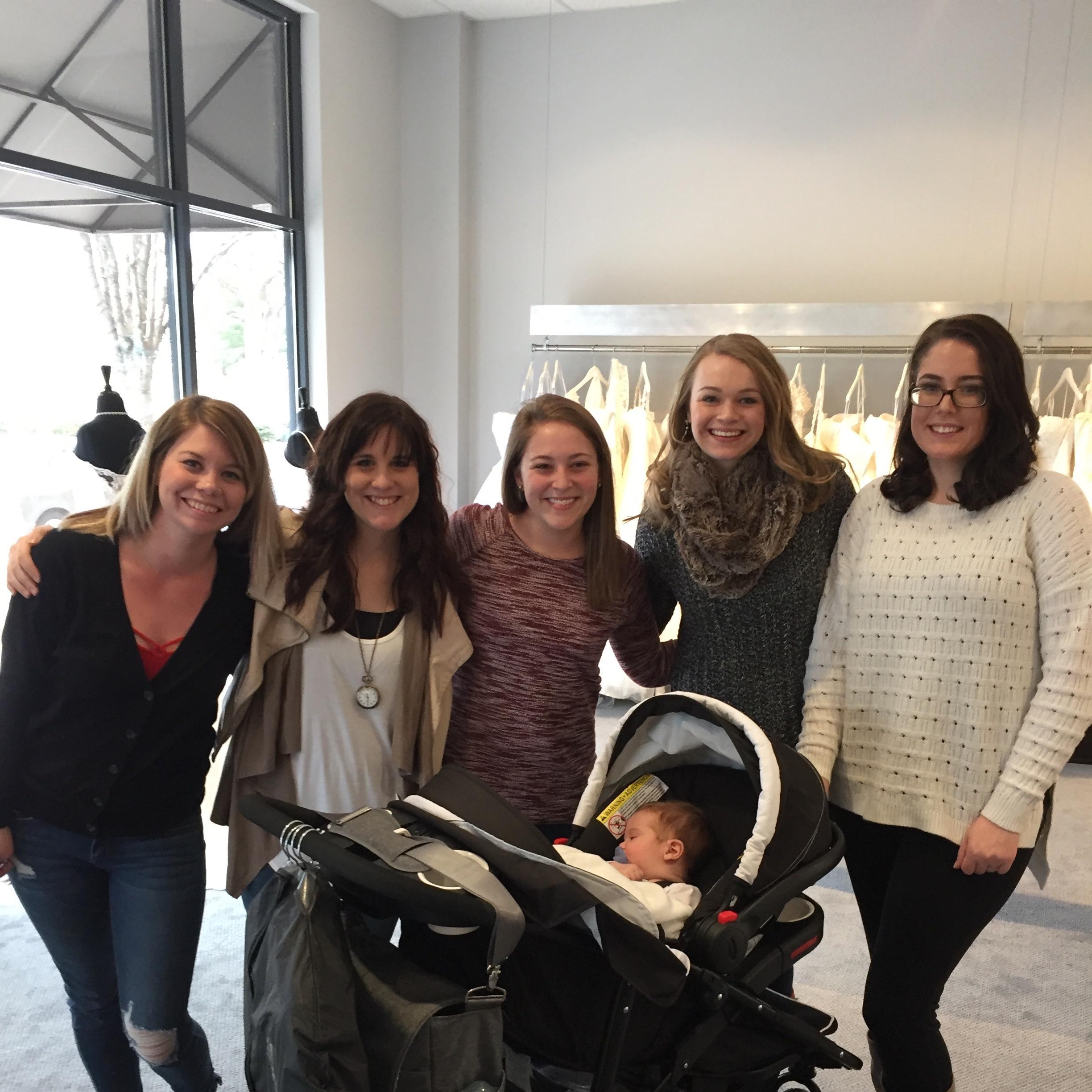 Getting together to try on and order bridesmaids dresses!