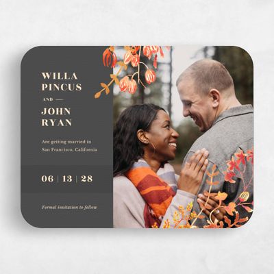 Grey Rounded Wedding Save the Date - Gramercy Bloom