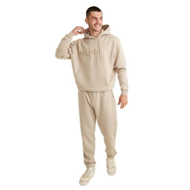 Six Stories Embroidered Hubby Hoodie & Sweatpants Set | Soft, Cozy & Comfy Men's Loungewear | Ideal Pullover & Joggers for Honeymoon, Anniversary, Wedding, Valentine, Birthday Gift | Large