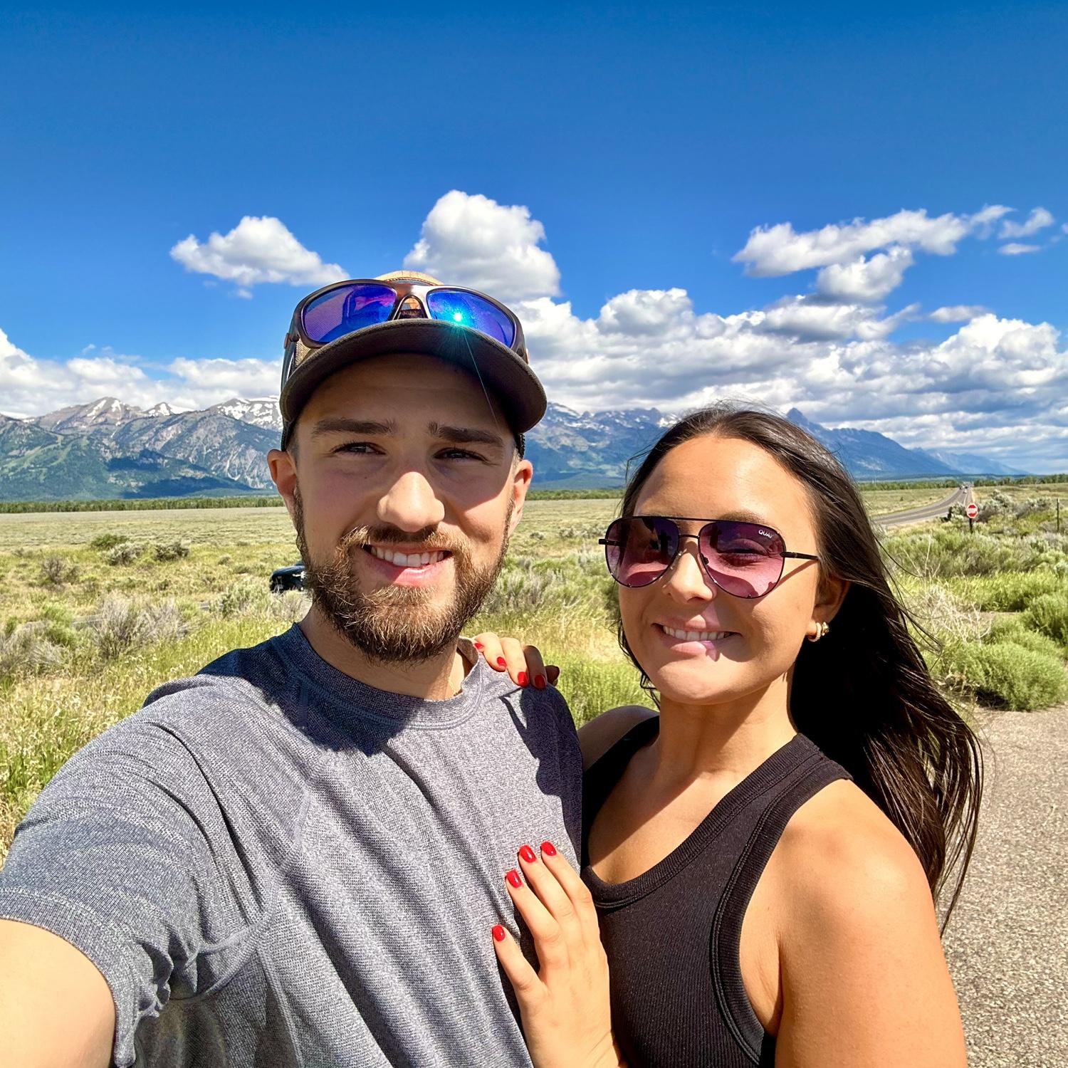 James and Emily in front of the Tetons - WY! A Christmas trip that James surprised Emily with.