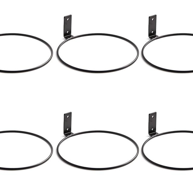 Plant Holder Ring 8 Inch Wall Mounted, 6 Pack Flower Pot Hangers Metal Plant Stand Hanging Bracket Basket Hooks