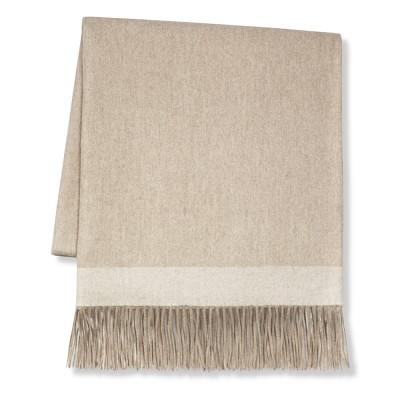 Border Reversible Cashmere Throw, Oatmeal