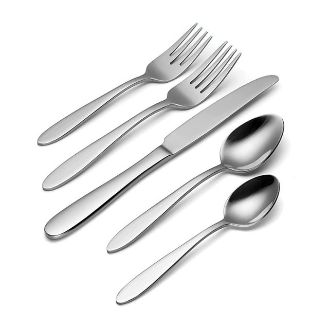Oneida Mooncrest 45 Piece Everyday Flatware Set, 6.85 LB, Metallic