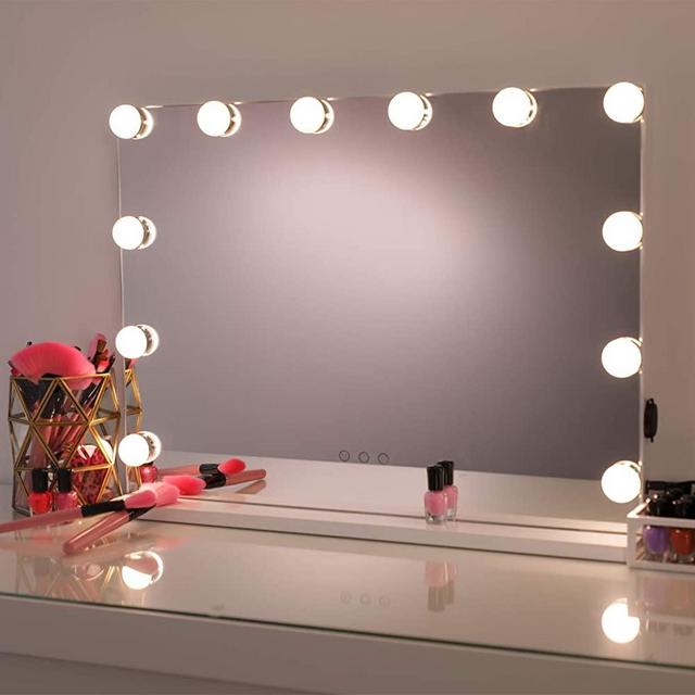 TEVISE Makeup Vanity Mirror with Lights, Professional Hollywood Style Smart Touch Design, Dimmable Bulbs in 3 Color Tone Modes, USB Charging Port, 22.8" W x 18.2" H, White