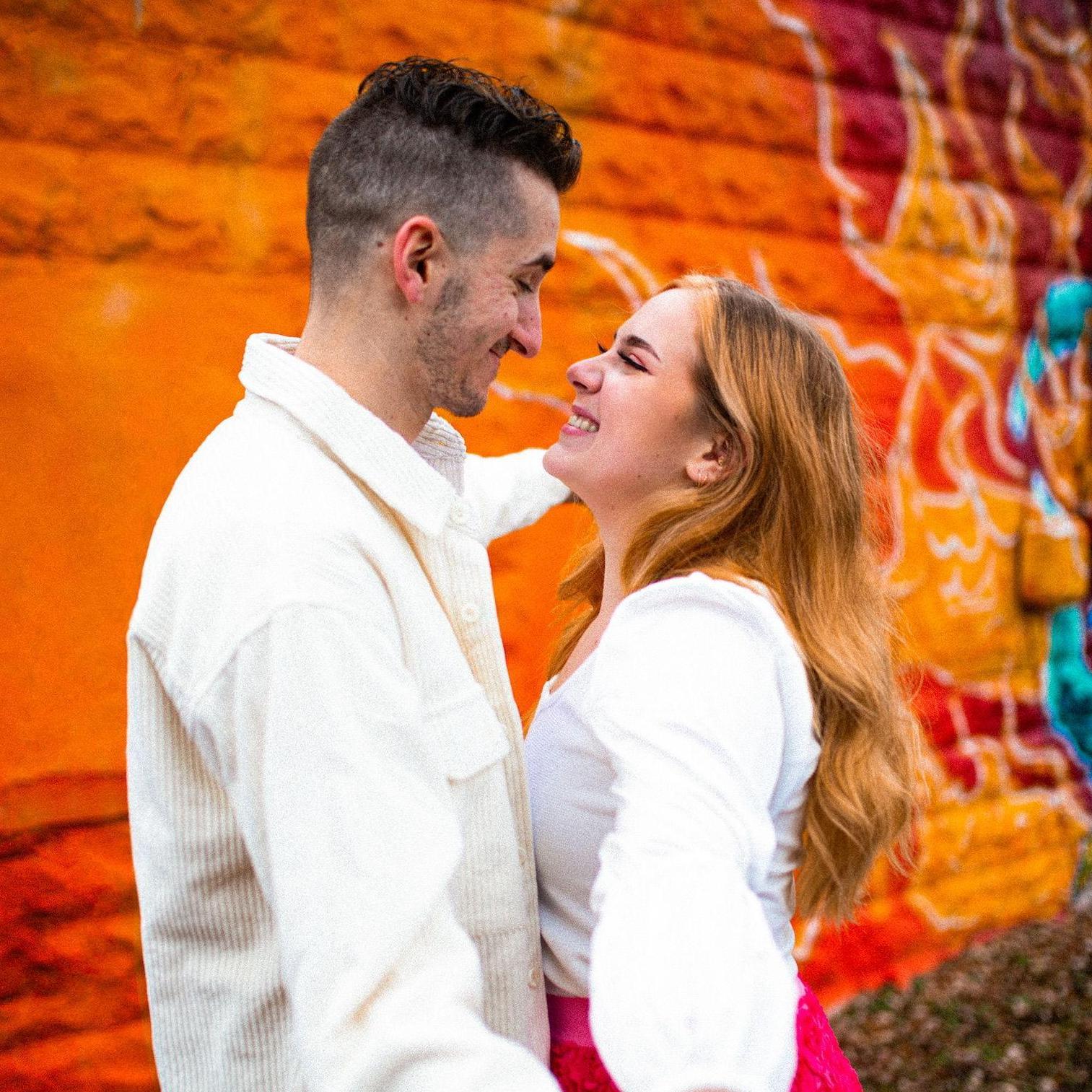 Part of our engagement set, taken at 934 Gallery on Cleveland Avenue in Columbus. Photo by India Jade Orban, editing by Liz.