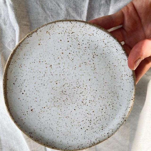 White ceramic speckled textured plate