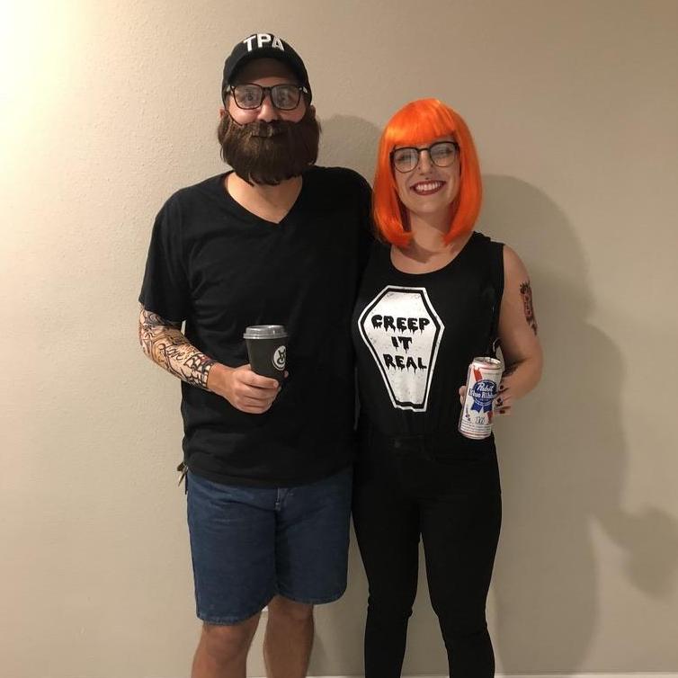 Jess & Jason getting ready for Jess & Jason's Halloween Party 2019.
