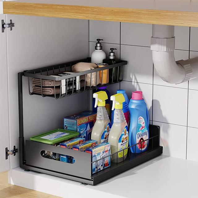 Ravinte Pull Out Under Sink Organizer 2 Tier Multi Purpose Sink Organi