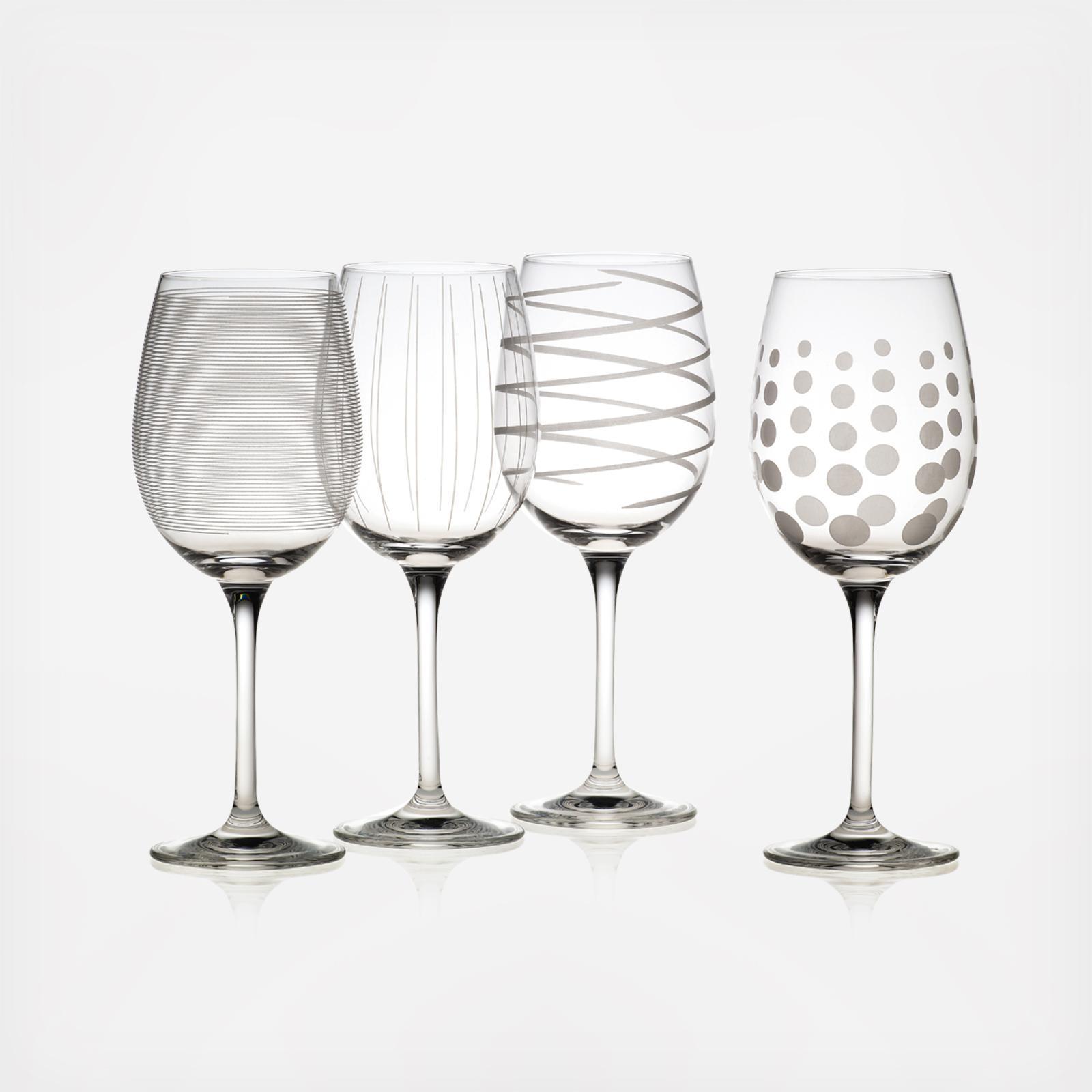 Set of 4 MIKASA Crystal Etched Martini Glasses 7 3/8 Made in France 10 oz  for sale online