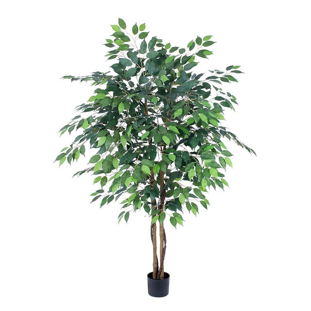 AQUGQ Artificial Ficus Tree 5ft, Artificial Plants Indoor with Realistic Leaves & Trunk, Fake Plants for Home Office Living Room Decor