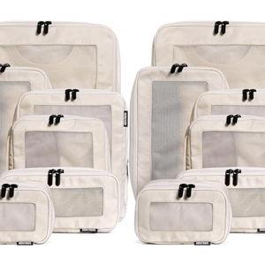 Aerotrunk Compression Packing Cubes for Travel - Luggage Organizer Bags - Double Zipper Packing Cubes for Suitcases (12-Pack, Beige)