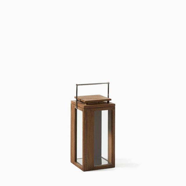 Portside Outdoor Wood Lantern, Driftwood, Medium