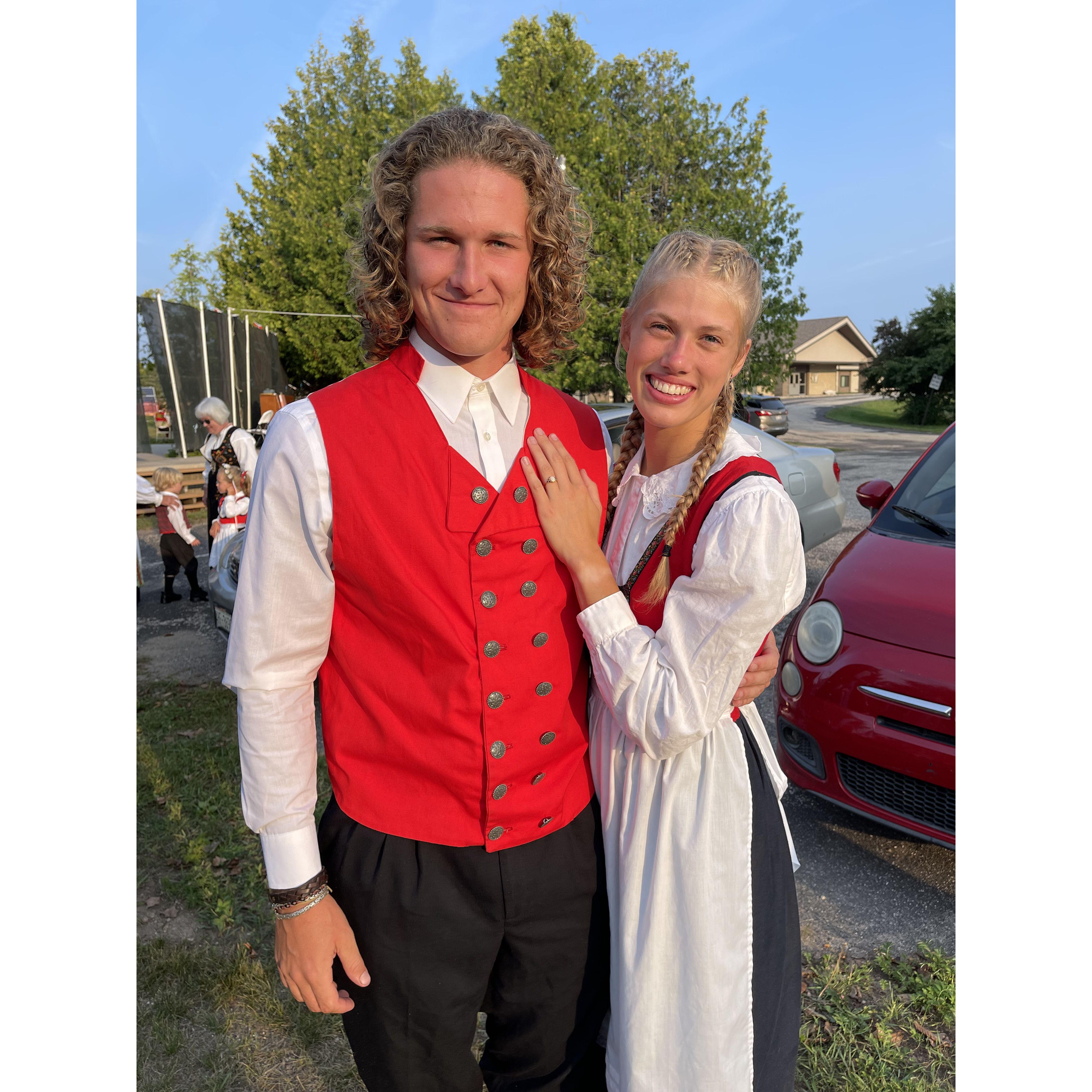 The day we got engaged, we also danced in the Scandinavian Dance Festival on Washington Island.