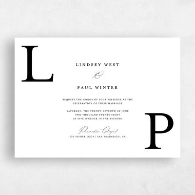 Black Wedding Invitation - Richmond Landscape Letterpress