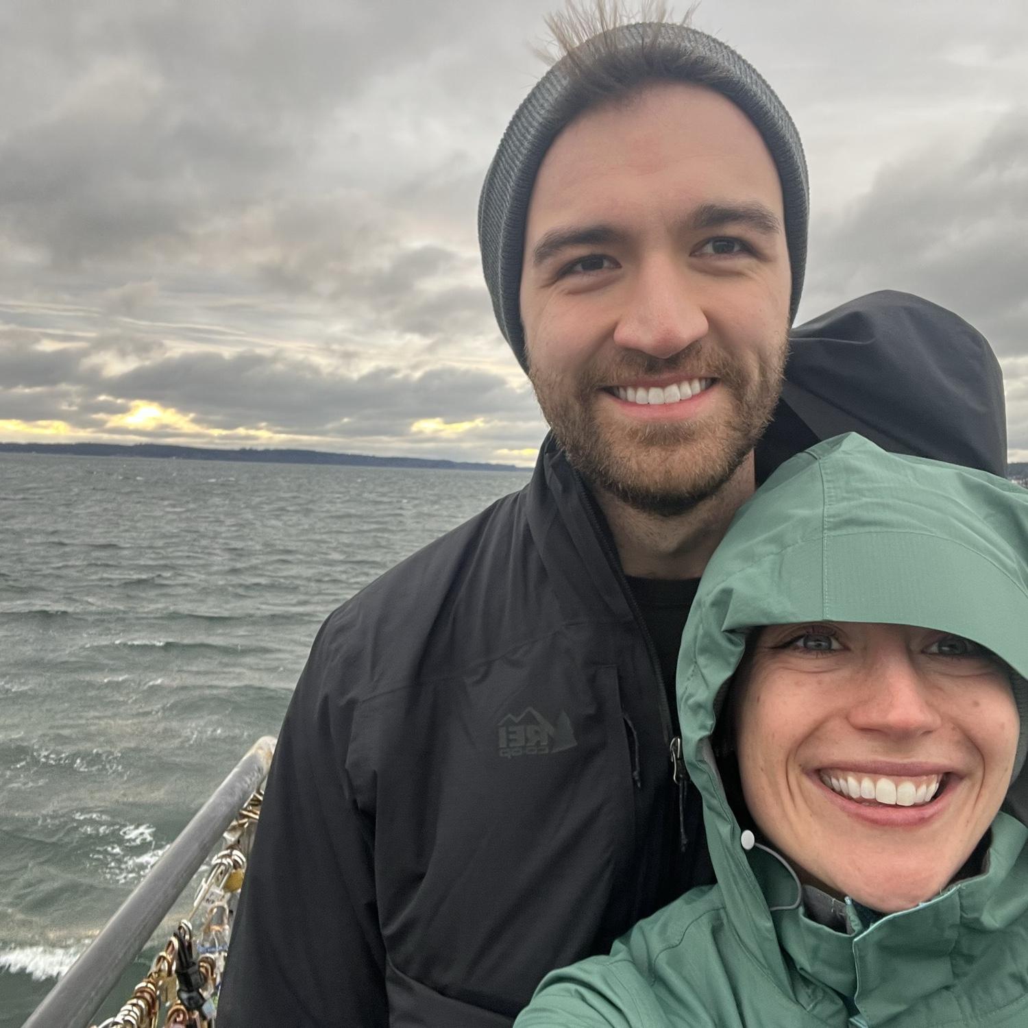 Our first selfie ❤️ right nearby where we are getting married!