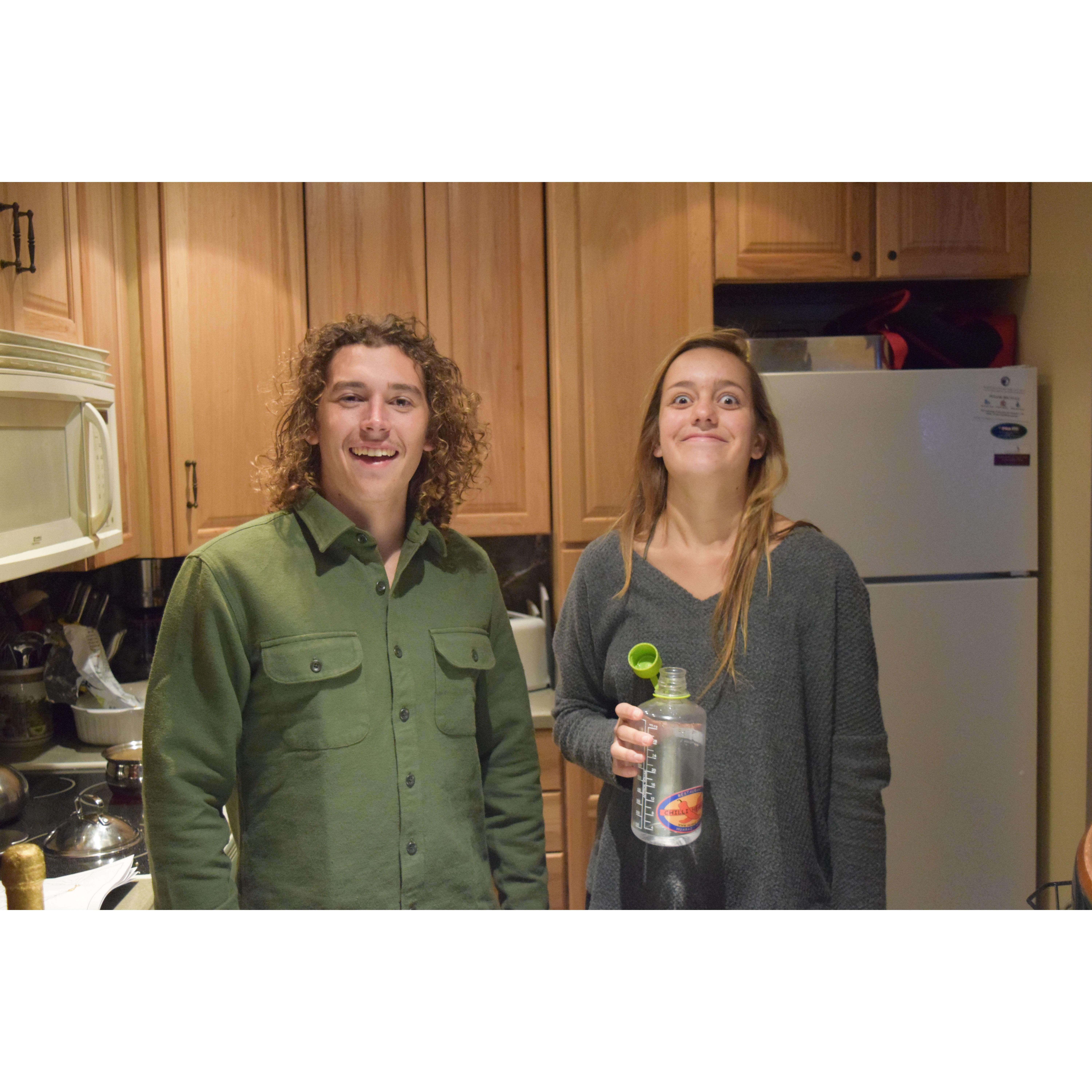 Seeing each other for the first time in 1.5 years in Mammoth, winter 2017