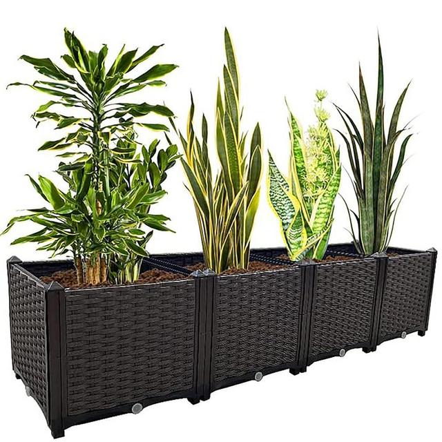 Souwuokoo Large Planter for Outdoor Plants Raised Garden Bed Plastic Planter Box Elevated Garden Boxes Plant Pots of Garden Patio Balcony Deck to Planting Flowers Vegetables Tomato and Herbs