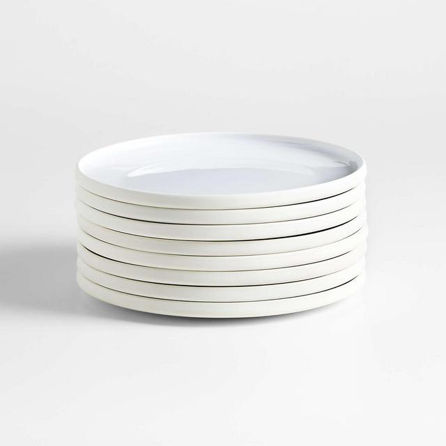 Tour White Porcelain Salad Plates, Set of 8