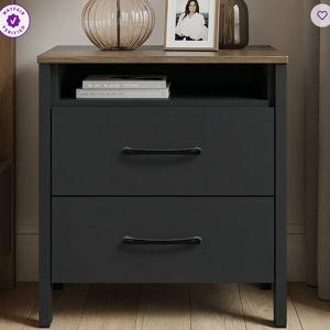 Allysyn 22.7" 2 Drawer Nightstand - Black Oak/Knotty Oak, Individual