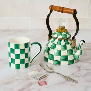Emerald Check Porcelain Coffee Mug