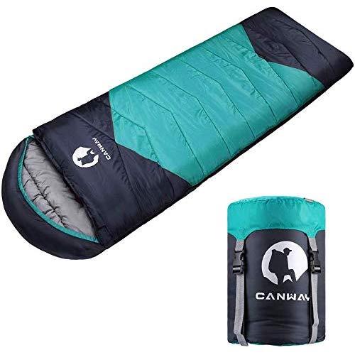 CANWAY Sleeping Bag with Compression Sack, Lightweight and Waterproof for Warm & Cold Weather, Comfort for 4 Seasons Camping/Traveling/Hiking/Backpacking, Adults & Kids