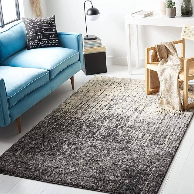 SAFAVIEH Retro Collection 4' x 6' Black / Light Grey RET2770 Modern Abstract Non-Shedding Living Room Bedroom Accent Rug