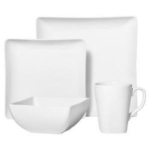 Square Rim Porcelain 16pc Dinnerware Set - Threshold™