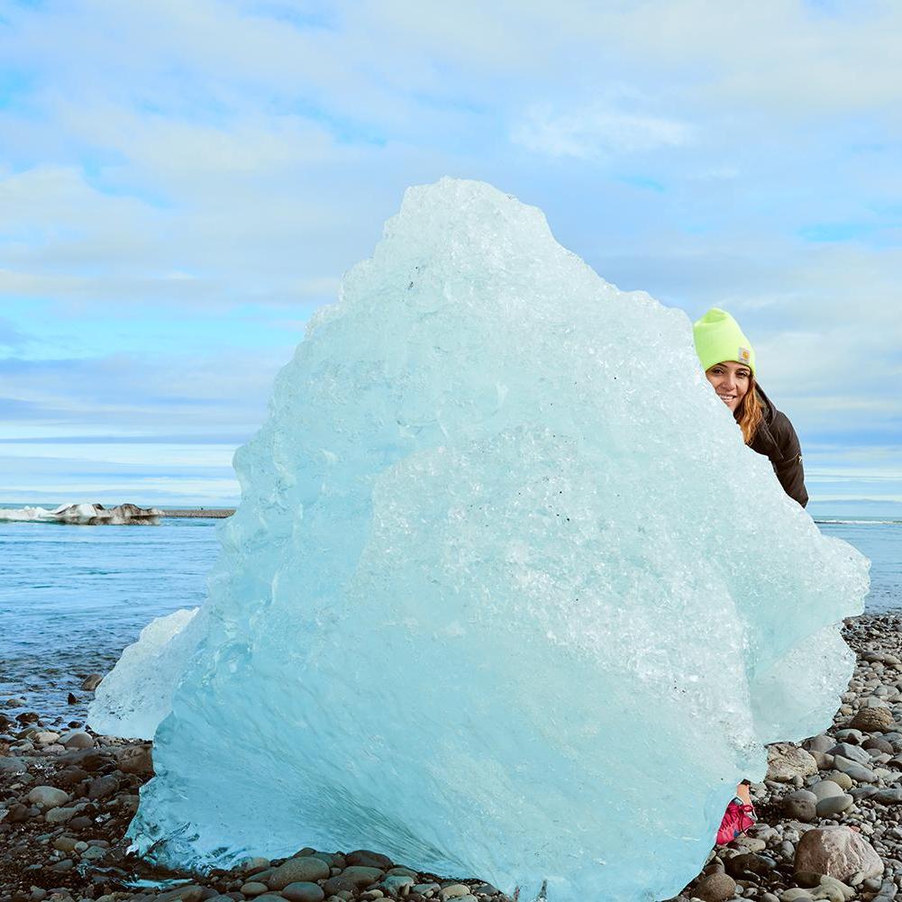 Corey asked me to go stand by the chunk of ice for perspective. Little did I know he was gathering his courage!