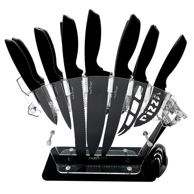 17-Piece Stainless Steel Precision Kitchen Knife Set with Block Stand
