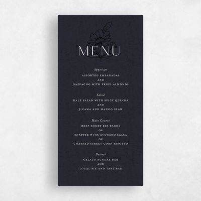 Ebony, Black Wedding Menu - Oriabel