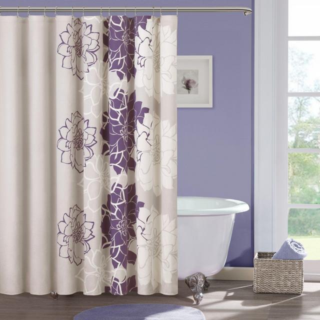 Madison Park Lola Cotton Shower Curtain in Purple