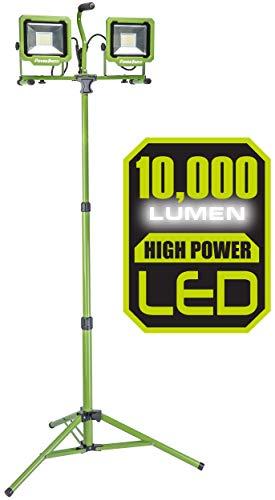 PowerSmith PWL2100TS 10000 Lumen LED Dual Head Work Light with Heavy-Duty Adjustable Metal Telescoping Tripod Stand
