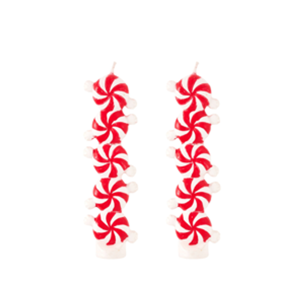 Christmas Candy Mini Taper Candle Set of 2