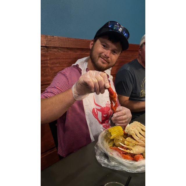This guy loves his seafood!