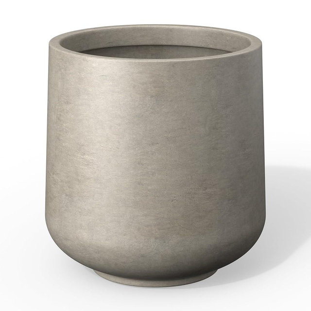Kante 11.6" Dia Round Concrete Planter, Outdoor Indoor Large Plant Pots Containers with Drainage Hole and Rubber Plug for Home Garden Patio, Weathered Concrete