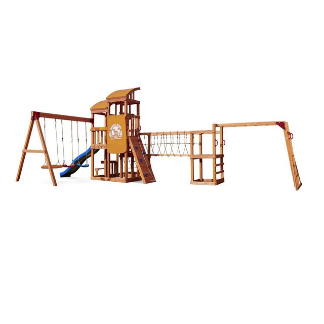 Little Tikes Real Wood Adventures Bobcat Ridge Backyard Playset Climb Swing Outdoor Activity Play Structure with Slide for Toddlers, Kids Climbers Wooden Play Structures
