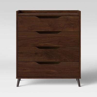 4 Drawer Modern Gallery Dresser Walnut Brown - Room Essentials™